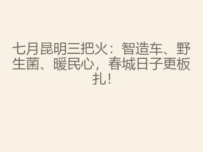 七月昆明三把火:智造车、野生菌、暖民心,春城日子更板扎!