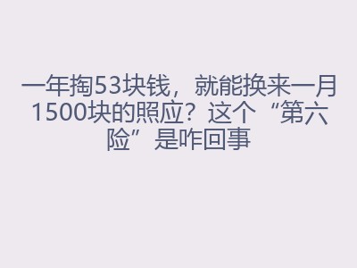 一年掏53块钱，就能换来一月1500块的照应？这个&ldquo;第六险&rdquo;是咋回事